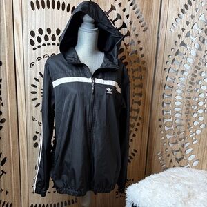 Adidas Men’s Black and White Hooded Utility Jacket